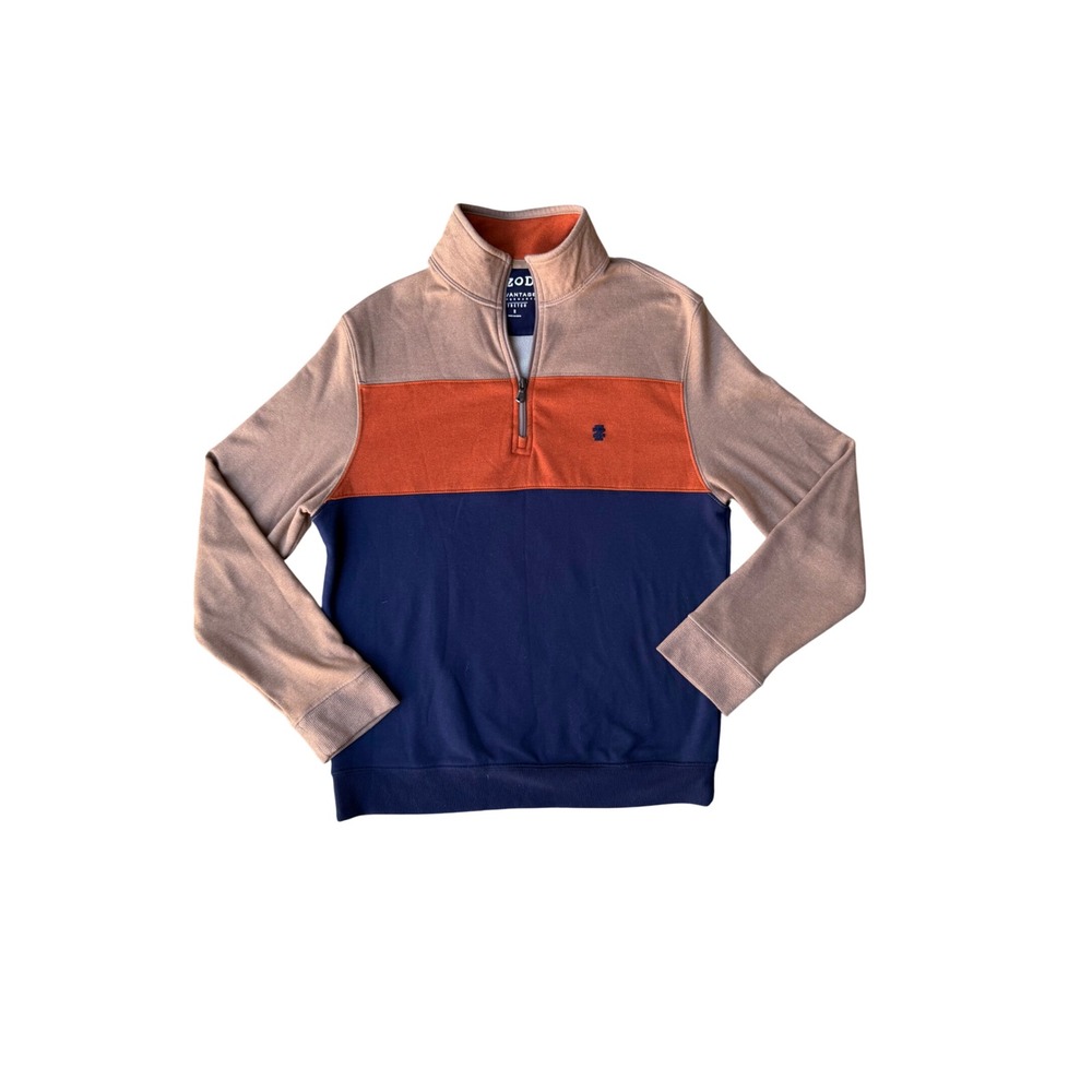 IZOD Advantage Performance Stretch Quarter Zip Pullover Mens Small Colorblock
